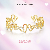 Zhou Dasheng irregular love bracelet female young exaggerated sterling silver bracelet wide niche design birthday gift