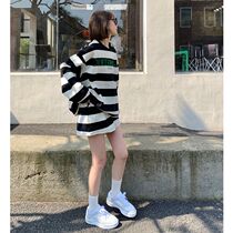 Early Spring 2022 New Cool Salt Ensemble Teenage Girls Wear Hitch Wear Casual Sports Black Stripes Two Suits Women Summer Wear