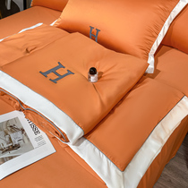 Summer ice silk summer cool by four sets of machine washable real silk Summer quilted by air conditioning by double light extravagant and thin and covered with bed