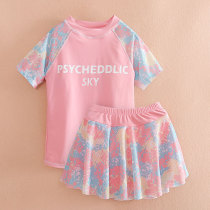 Girls Split swimsuit Big children Children 13 net red 12-year-old sunscreen princess skirt 10 Swimsuit Little girl summer