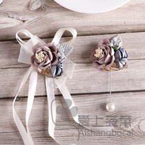 Korean one-character brooch Lady accessories corsage groom wedding ceremony groomsman flower bridesmaid wrist flower sister hand flower