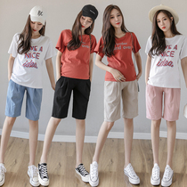 Casual loose cotton and hemp maternity shorts Womens summer wear wide-legged summer maternity five-point pants Summer thin belly pants