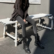 Tight jeans girl in spring 2023 new gray black pants with high waist and thin pencil pants