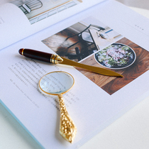 European retro mahogany letter opener metal magnifying glass ornaments hand account props Nordic portable letter opener