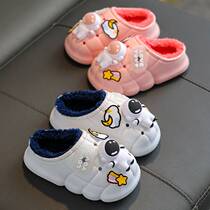 Childrens cotton slippers boy winter girl child infant indoor home baby non-slip hairy bag heel cotton shoe winter