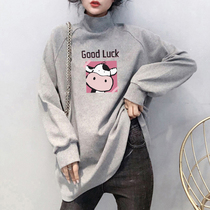 Autumn and winter fashion new maternity clothes plus velvet padded long loose bottoming shirt long sleeve vests semi-high collar