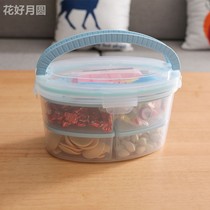 Transparent Oval and square with hand-held lunch box fresh box snack box double-layer coarse grain sealed box