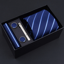 Mens Formal Business Tie Six-piece Suit Black Twill Interview professional Blue stripes Groom Wedding Red