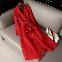 Red Handle Double-sided Cashmere Coat Wools Coat Wools Cover