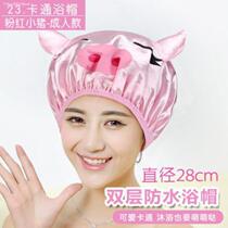  Adult bathing womens bathing waterproof Japanese cute cartoon long hair cap plus thick bathing shampoo cap shower cap