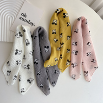 Cute cotton and linen childrens scarf mens and womens thin silk scarf small square scarf baby baby triangle drool scarf