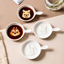 Yangdong kiln ceramic soy sauce sauces vinaigrette baking cute plate white cartoon ins small flavor dish 762