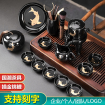 Ceramic kung fu tea set home light luxury high-end small set Bowl koi tea cup Chinese office tea maker