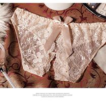 Open crotch underwear female sexy free lace coquettish temptation temptation after the bow hollow open file can be inserted soft