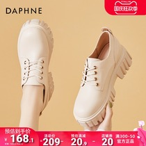Daphne coarse heel single shoes women Spring and Autumn Lefu shoes pine cake shoes women thick bottom English style small leather shoes women 2021 New