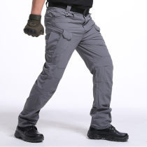 Spring Summer ix7IX9 Tactical Pants Mens Elastic Special Soldiers Pants Outdoor Work Fit Pants Straight Barrel For Training Long Pants