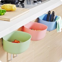 Kitchen trash can Cabinet door-mounted trash can household uncovered plastic storage box wall-mounted basket desktop hanging basket
