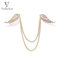 Vellichor smart tassel angel wings brooch women high-end suit accessories pin personalized shirt collar pin