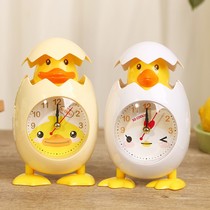 Childrens small eggshell small alarm clock Cute creative bedside cartoon alarm clock Table clock Bedroom desktop clock