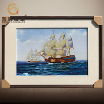 Hand Finished Products Su Embroidered Sailing Yacht A Sails Smooth Office Book House Xuanguan Decoration Mural To Send Friends Gifts