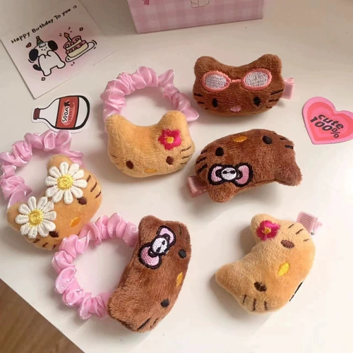 Hello Kitty, милая заколка для волос, аксессуар для волос, плюшевая, семейный стиль