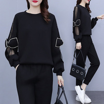 Autumn clothing 2021 new size womens fat mm foreign temperament set goddess Fan age age fashion two-piece early autumn