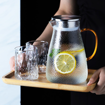 Hammer glass cold water pot Cold water cup set Household large capacity high temperature lemon cold water pot Herbal tea pot water