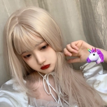 Wig 2021 fashion new blue Lolita female hair full head cover black long straight natural boy handsome