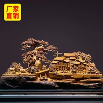 Taihang cliff root carving mountain home landscape flowers and birds Guanyin Maitreya Buddha figure old wood carving crafts