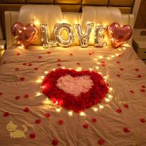 Tanabata layout simulation petals Valentines Day romantic proposal hotel room bed decoration to create romantic surprises