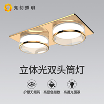 Downlight Double head rectangular led ceiling double row grille spot light Household embedded binocular light Surface mounted bucket light