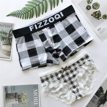 2021 summer pure cotton couple underwear mid-waist couple style personality creative men and women a pair of underwear set 2 pieces
