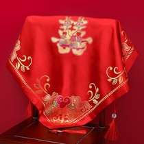 The bride dowry a full set of high-grade yarn Chinese style beautiful clothes retro red embroidered satin tassel head embroidery Hipa