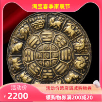 Nepalese handmade Tibetan pure bronze Wenju Zodiac zodiac Eight divination photos of the Buddha to hang up and adorn the house