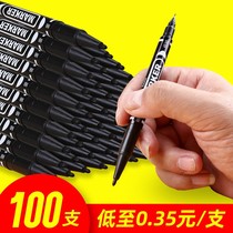 Remember pen tick pen Mark pen 100 small double head pen students with fine fine black thickness two ends oily pen water pen children painting special fine head speed dry waterproof without falling off the color hook