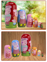 6-layer Russian doll Peppa Pig fashion gift basswood material childrens gift play