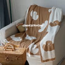 Super cute cartoon dog blanket ~ high-grade light luxury wind cotton cotton knitted cover blanket air conditioning blanket sofa blanket