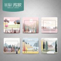 Switch Sleeve Free Stick Creative Self-Adhesive Paper Socket Minimalist Panel Decorate Home With Shelter Wall Stickup Cute
