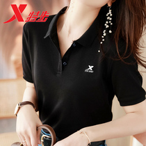 Special Step Short Sleeve T-shirt Spring Summer New Turn Collar Black Half Sleeve Lady Trend Casual Blouse Sport Polo Shirt