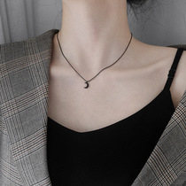 925 silver black moon necklace female tide cold wind clavicle chain simple temperament net red necklace