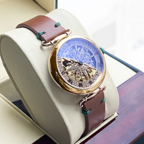 Starry Diamond Watch Womens Mechanical Watch Fully Automatic Fashion Temperament Ladys Vintage Leather Belt Watch Womens Trend