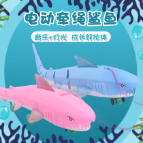 Simulation animal shark luminous music leash big shark childrens creative fresh toy universal electric toy fish