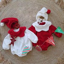Childrens photography costumes Christmas photo costumes red 100 days Baby Christmas Photo theme set