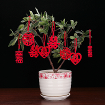 Wedding pendant non-woven small happy character wedding room decoration arrangement flower wedding bedroom creative small lantern hanging decoration