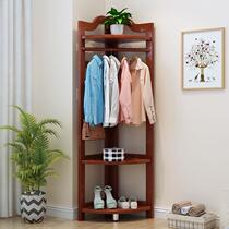 Coat rack Floor Bedroom Solid Wood Corner Clothes Rack Corner Bedroom Multifunctional European Simple Living Room Hanger