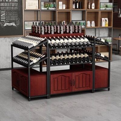 Shopping mall wine rack wine and liquor supermarket display rack landing Zhongdao cabinet bar wine cabinet combination storage rack iron
