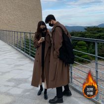 2021 winter clothes couple windbreaker Korean trend long knee British ins mens coat Japanese thick coat
