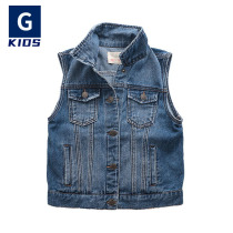 G Home Color positive ~ Spring-autumn boy Cowboy waistcoat Waistcoat Leisure Vest Baby 100 lap shoulder handsome