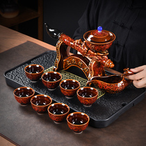 Retro lazy semi-automatic tea set set anti-hot rotating kung fu tea maker creative office high-end gift