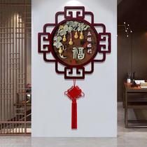 Fu character Chinese knot pendant large living room decoration painting new Chinese style entrance corridor jade carving relief painting